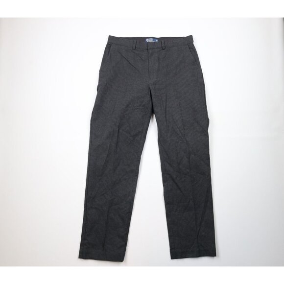 Vintage 90s Ralph Lauren Mens 34x32 Wool Blend Houndstooth Wide Leg Chino Pants